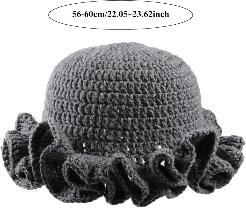 Ahouws Crochet Bucket Hat Women Trendy Knit Floppy Cap Cute Boho Handmade Beanies Outdoor Boho Travel Fishing Hat - Image 2